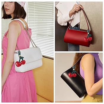 Cherry Bag Charm keychain women: Resin & Metal key ring and